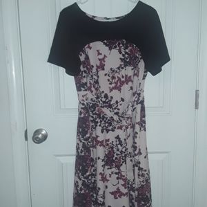 Retro style pink floral dress plus size